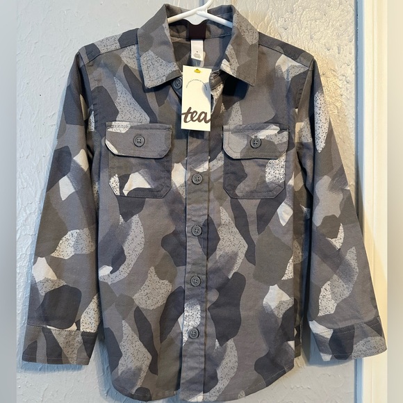 Tea Collection Flannel Camo Button Down Shirt - Picture 1 of 6